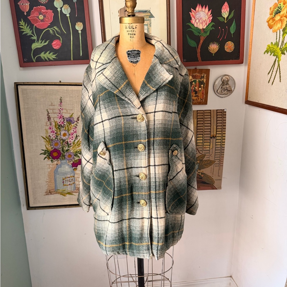 Vintage 1970s Plaid Wool Women's Coat
